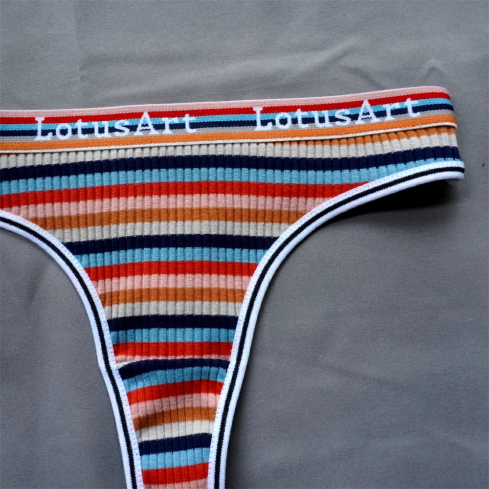 3PCS Women’s Brazilian Thong Set – Colorful Cotton Seamless G String Panties - Harmony Haven - Essentials