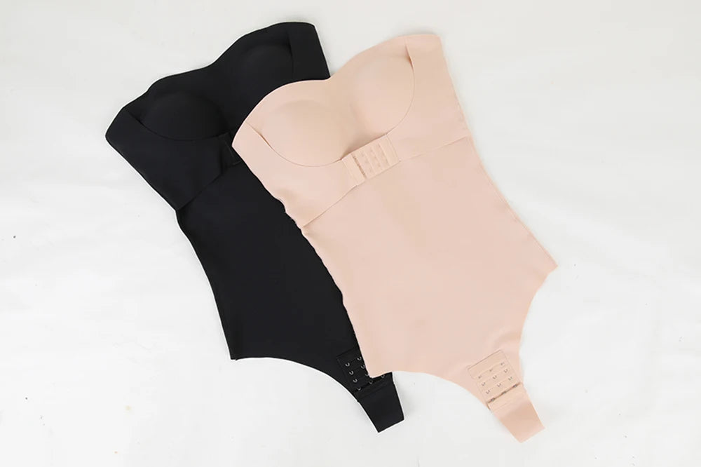 Plus Size Strapless Thong Bodysuit – Seamless Firm Tummy Control Shapewear - Harmony Haven - Essentials