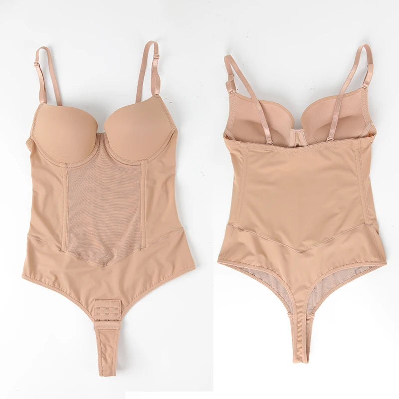 Women's Backless Tummy Control Shapewear Bodysuit – Medium Compression Hourglass Shaper - Harmony Haven - Essentials