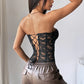 Women's Embroidered Lace Fishbone Corset Top – Strapless Backless Bustier Crop Top - Harmony Haven - Essentials