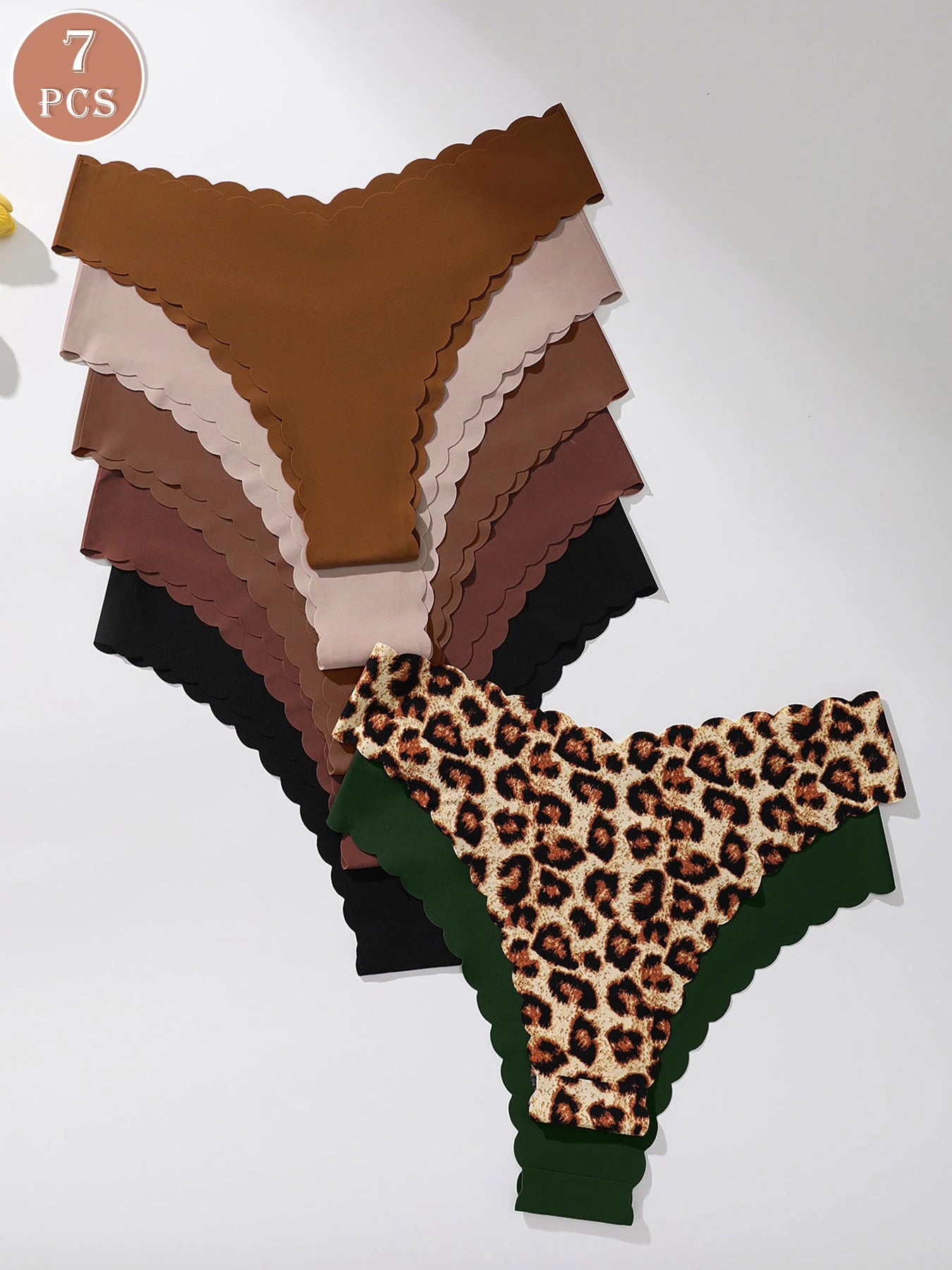 7-Piece Women's Seamless Panties Pack – Wavy Edge Soft Low-Rise Briefs - Harmony Haven - Essentials