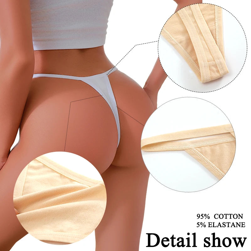 8 PCS Women’s Cotton Thong Panties – Sexy Breathable Low Rise G String Set - Harmony Haven - Essentials