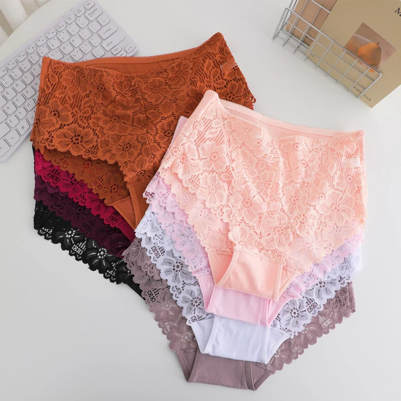 2-Piece Plus Size Lace Panties Set – Luxury Embroidery High-Rise Briefs - Harmony Haven - Essentials