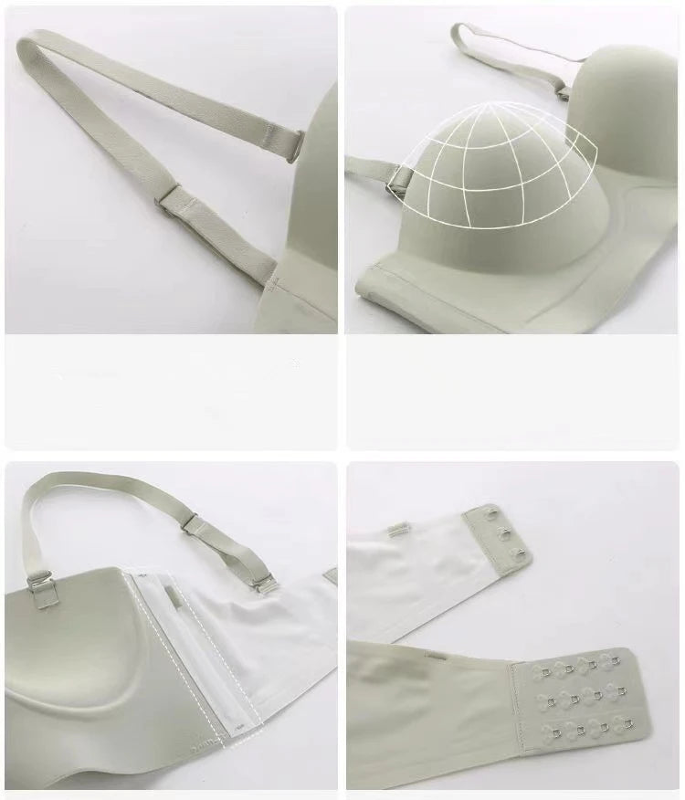 Women’s Strapless Push Up Bra – Seamless Wireless Invisible Tube Bra - Harmony Haven - Essentials