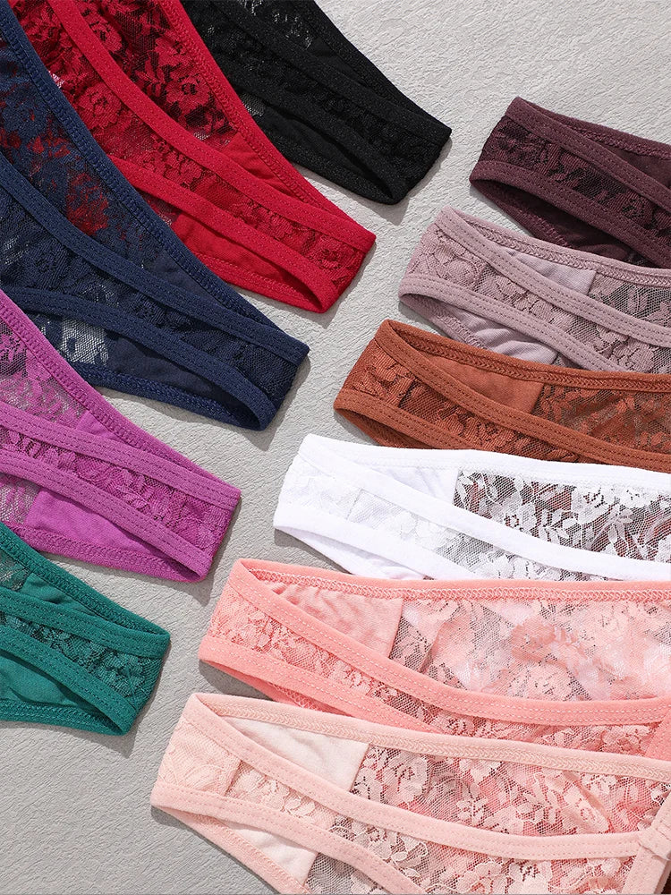 6-Piece Women's Lace Thong Set – Sexy Breathable Low-Rise G-Strings - Harmony Haven - Essentials