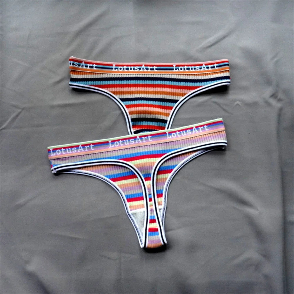 3PCS Women’s Brazilian Thong Set – Colorful Cotton Seamless G String Panties - Harmony Haven - Essentials