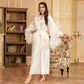 Women's White Satin Feather Bridal Robe – Luxury Mid-Calf Wedding Sleepwear Gown - Harmony Haven - Essentials
