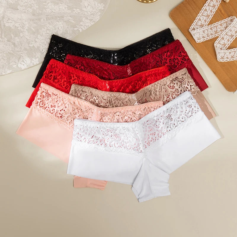 Women's Floral Lace Boyshort Briefs – 3-Piece Breathable Soft Lingerie Set - Harmony Haven - Essentials