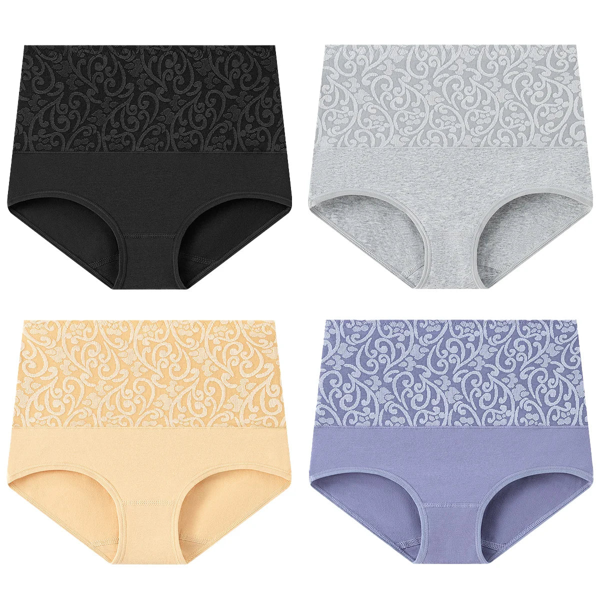 Women's Embroidered High-Waisted Cotton Briefs – Breathable Full-Coverage Everyday Underwear - Harmony Haven - Essentials