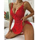 Women's Romantic Lace Babydoll Dress – Sheer Mesh Lingerie Nightwear - Harmony Haven - Essentials
