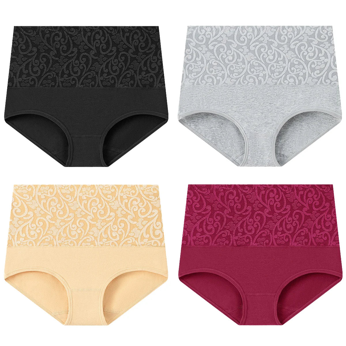Women's Embroidered High-Waisted Cotton Briefs – Breathable Full-Coverage Everyday Underwear - Harmony Haven - Essentials
