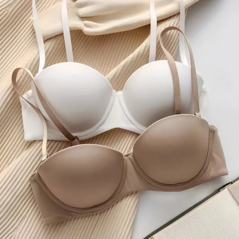 Women's Seamless Push-Up Bralette – Wireless Half-Cup Convertible Bra - Harmony Haven - Essentials