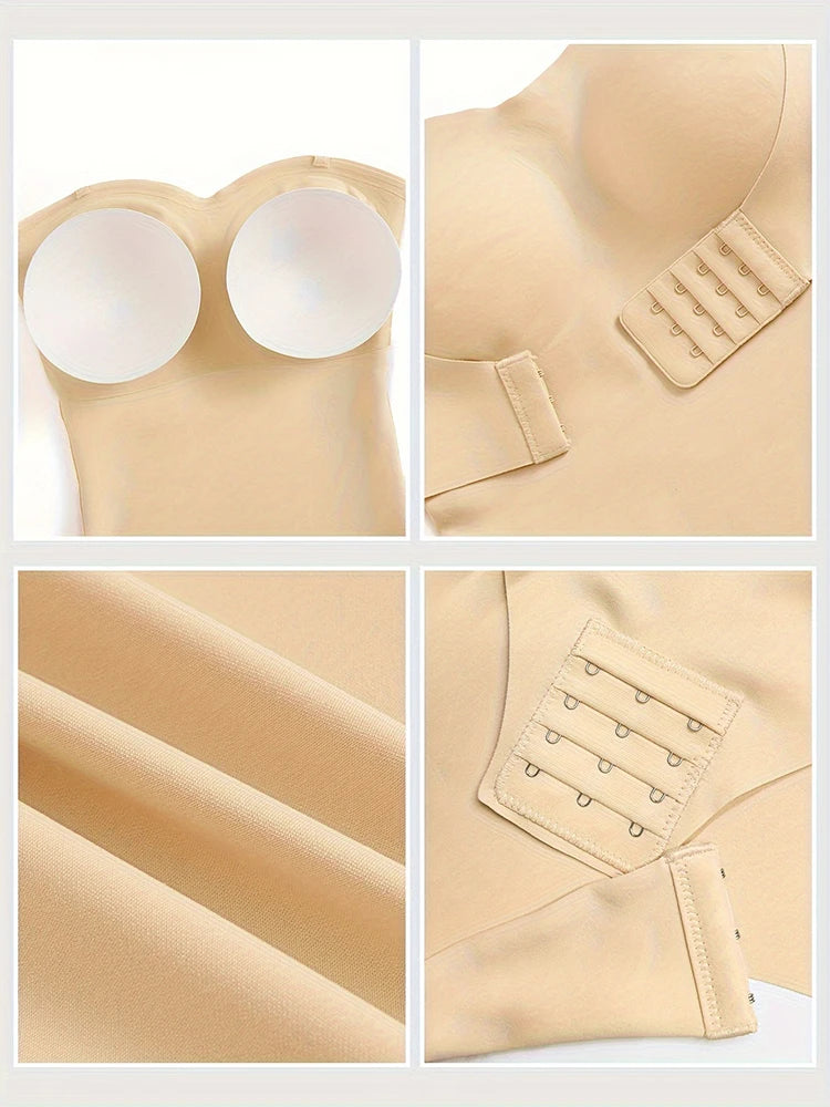 Plus Size Strapless Thong Bodysuit – Seamless Firm Tummy Control Shapewear - Harmony Haven - Essentials