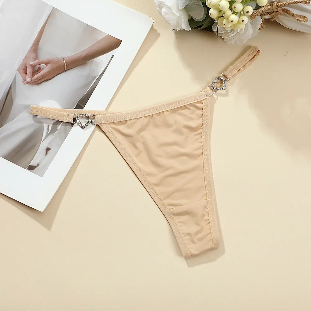 Women’s Heart Decor Thong Panties – Sexy Low Waist Lace Underwear - Harmony Haven - Essentials