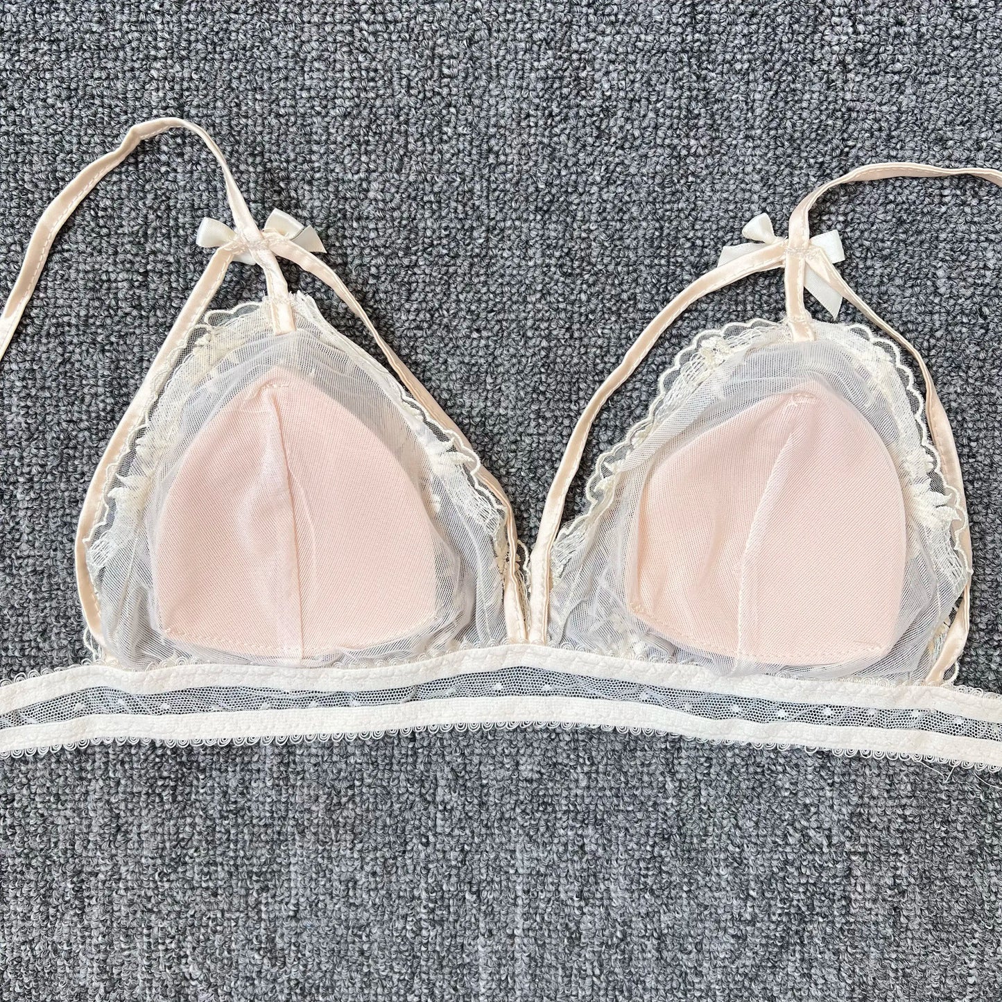 Women's French Lace Bralette – Sheer Floral Wireless Triangle Bra - Harmony Haven - Essentials
