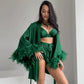 Women's Elegant Satin Bridal Morning Robe – Sheer Lace Accented Kimono Nightwear - Harmony Haven - Essentials