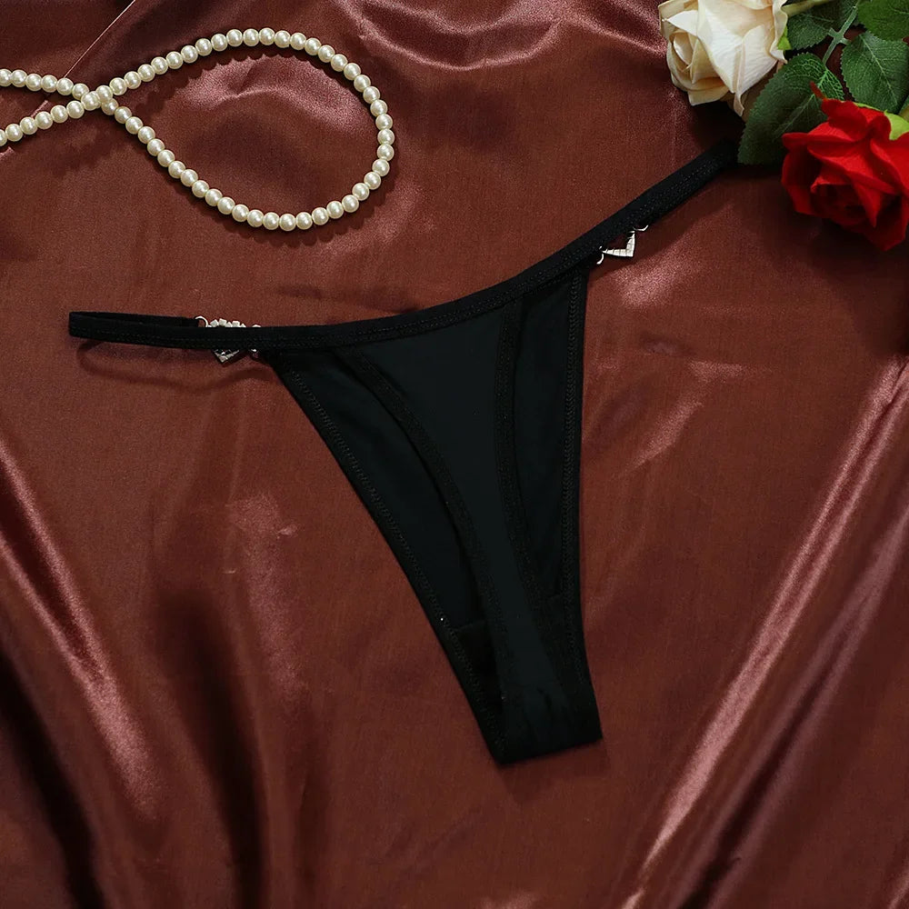Women’s Heart Decor Thong Panties – Sexy Low Waist Lace Underwear - Harmony Haven - Essentials