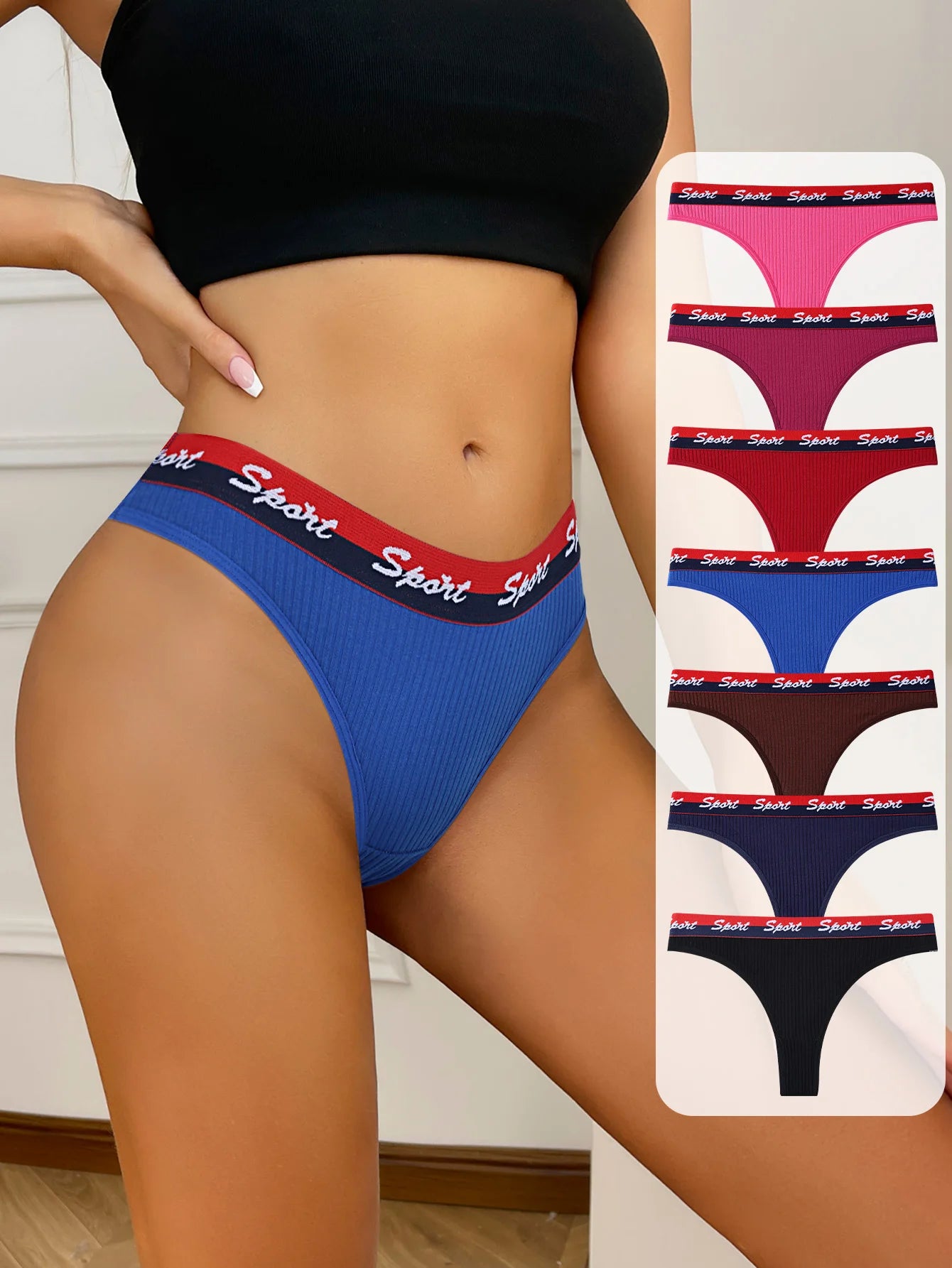 7 PCS Women’s Thong Panties Set – Low Waist Seamless Everyday Underwear - Harmony Haven - Essentials