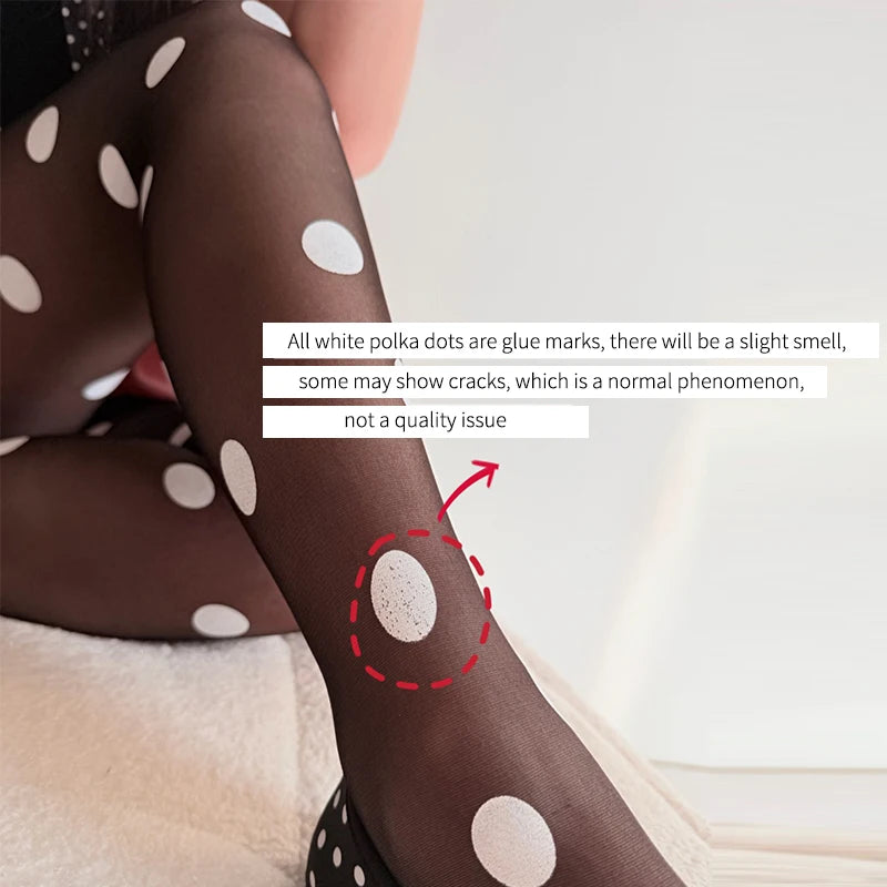 Women's Bold Polka Dot Sheer Tights – Retro Mesh Fashion Stockings - Harmony Haven - Essentials