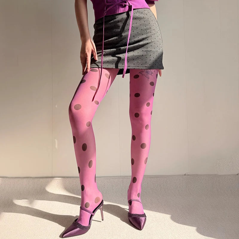 Women's Classic Polka Dot Sheer Tights – Elegant Transparent Pantyhose - Harmony Haven - Essentials