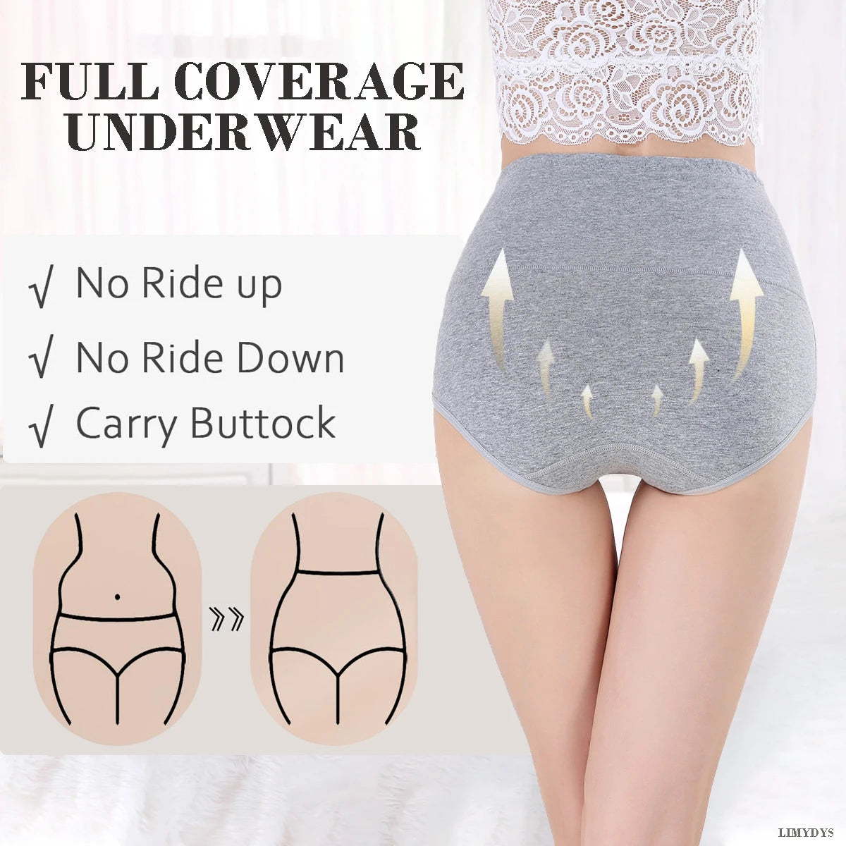 Women's Embroidered High-Waisted Cotton Briefs – Breathable Full-Coverage Everyday Underwear - Harmony Haven - Essentials
