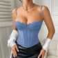 Women's Sheer Mesh Corset Top – Lace Trimmed Spaghetti Strap Bustier Cami - Harmony Haven - Essentials