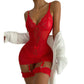 Women's Plus Size Sheer Lace Babydoll Nightgown – Elegant V-Neck Mini Dress - Harmony Haven - Essentials