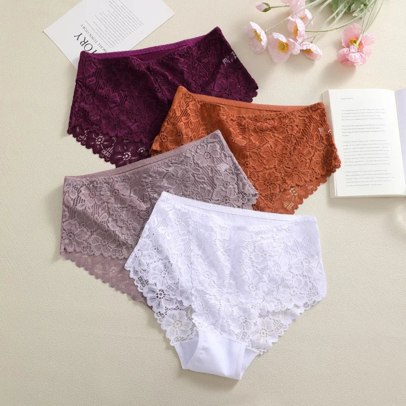 2-Piece Plus Size Lace Panties Set – Luxury Embroidery High-Rise Briefs - Harmony Haven - Essentials