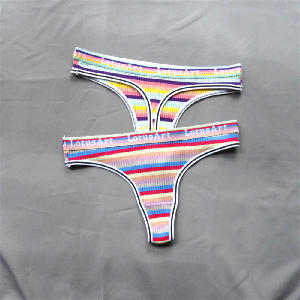 3PCS Women’s Brazilian Thong Set – Colorful Cotton Seamless G String Panties - Harmony Haven - Essentials