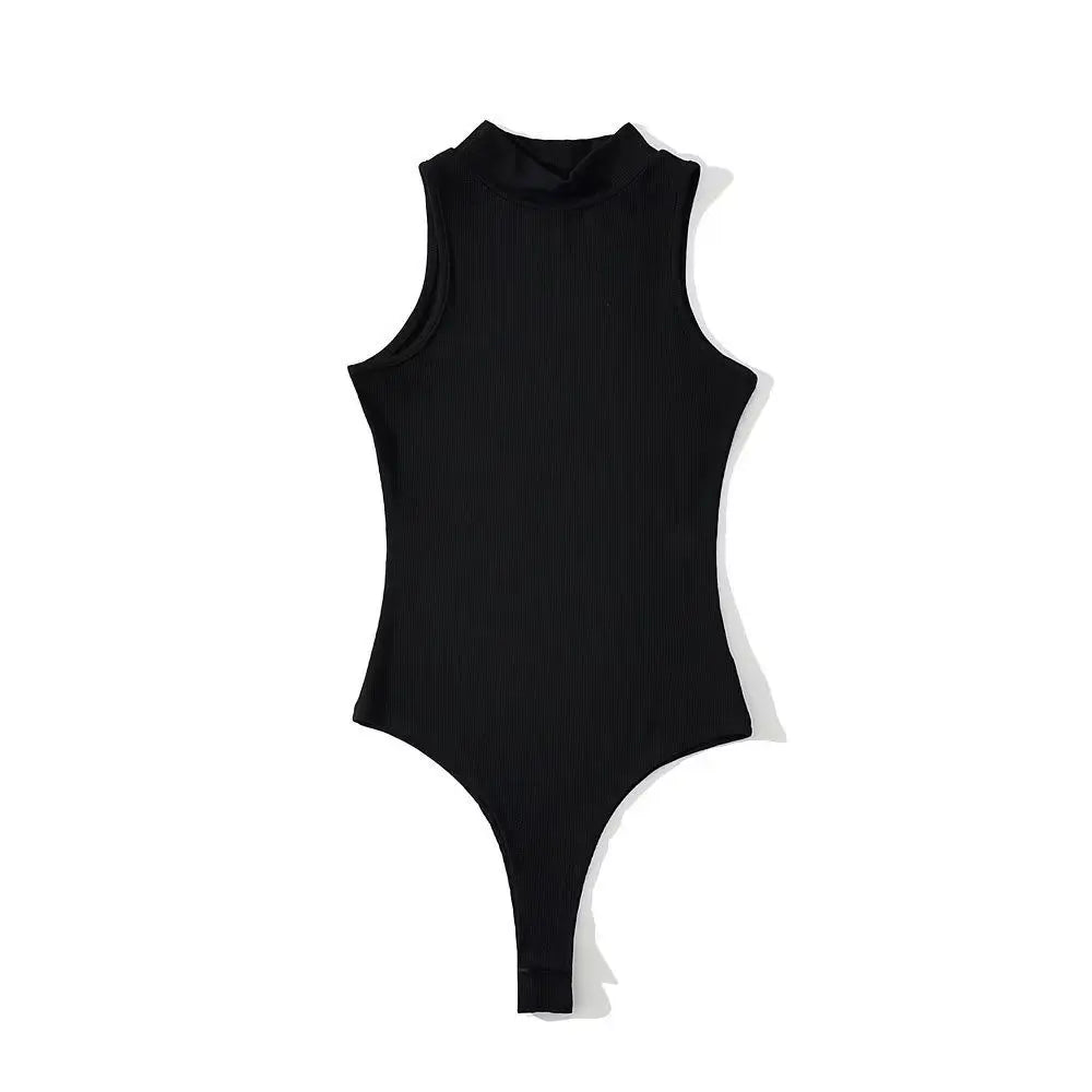 Women's Strappy Backless Ribbed Bodysuit – Sleek White Bodycon Top - Harmony Haven - Essentials