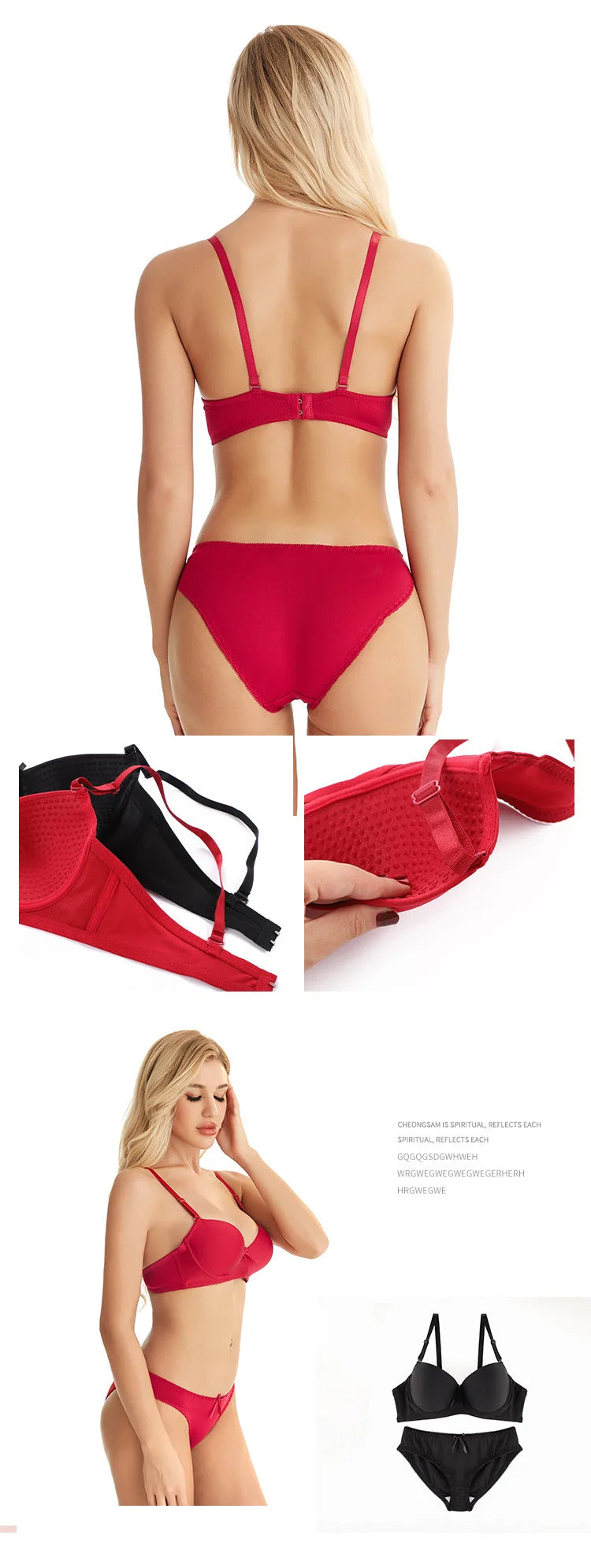 Women’s Sexy Lingerie Set – Detachable Strap Push Up Bra & Panty Set - Harmony Haven - Essentials