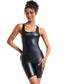 Women's Premium Faux Leather Full-Body Bodysuit – Sleek U-Neck Sleeveless Jumpsuit - Harmony Haven - Essentials
