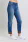 Judy Blue Full Size Plaid Print Cuff Straight Leg Jeans with Pockets - Harmony Haven - Essentials