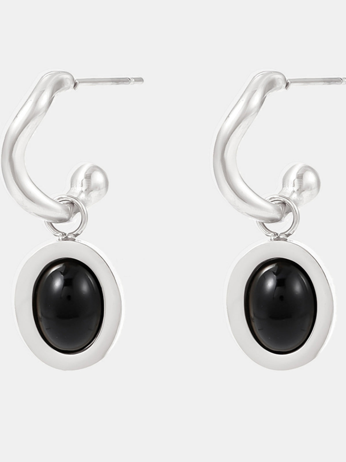 Stainless Steel Oval Drop Earrings - Harmony Haven - Essentials