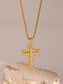 18K Gold-Plated Inlaid Zircon Cross Necklace - Harmony Haven - Essentials