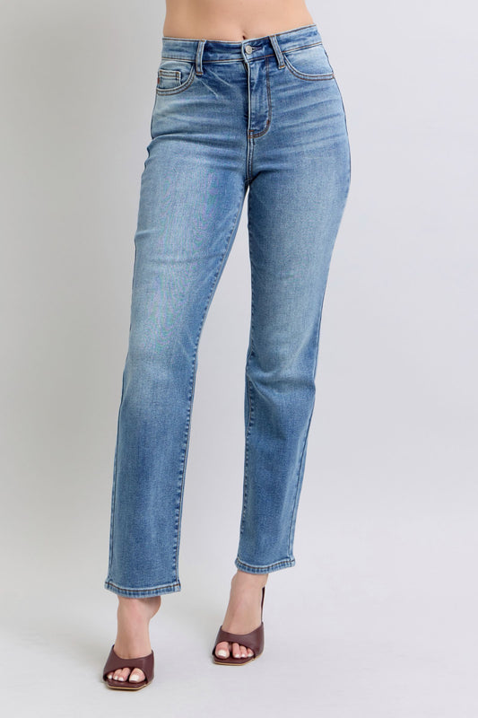 Judy Blue Full Size Run Vintage Wash Thermal Straight Jeans - Harmony Haven - Essentials