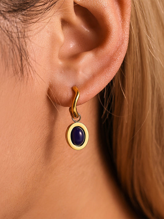 Stainless Steel Oval Drop Earrings - Harmony Haven - Essentials