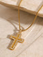 18K Gold-Plated Inlaid Zircon Cross Necklace - Harmony Haven - Essentials