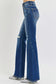 RISEN Distressed Button-Fly Flare Jeans - Harmony Haven - Essentials