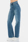 Judy Blue Full Size Tummy Control Cut Raw Hem Straight Jeans - Harmony Haven - Essentials